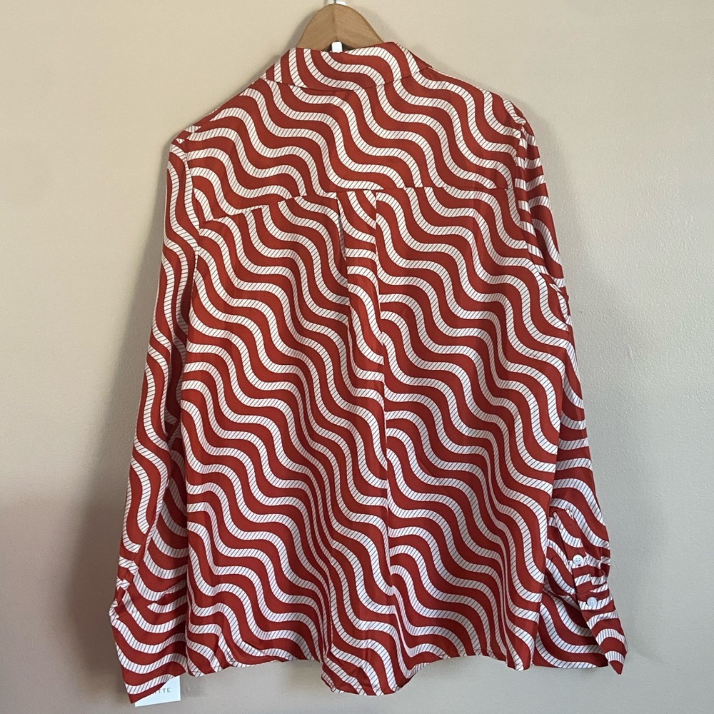 Yaitte Fiji Wave Silk Blouse In Burnt Red Large — image 6 of 8